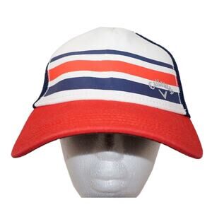 Vintage Callaway Golf Hat - Blue Red White Stripe Mesh - Adult Cap L/XL 2017